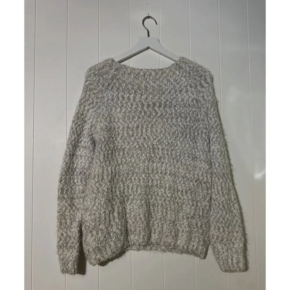 Buffalo David Bitton Sweater XL Eyelash Sweather Cozy Soft Gray White